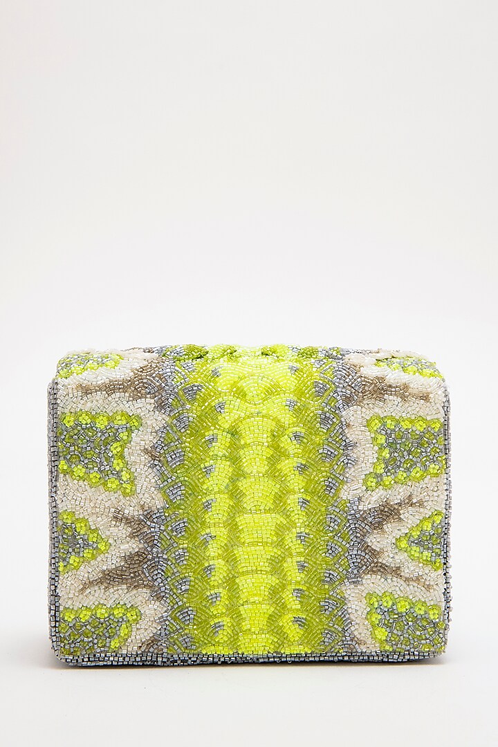 Green Japanese Bead Embroidered Clutch by Doux Amour at Pernia's Pop Up Shop