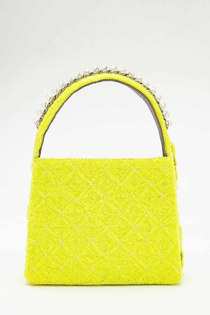 Yellow Japanese Bead Embroidered Clutch by Doux Amour at Pernia's Pop Up Shop