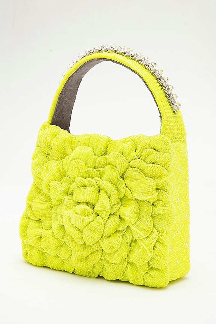 Yellow Japanese Bead Embroidered Clutch by Doux Amour at Pernia's Pop Up Shop