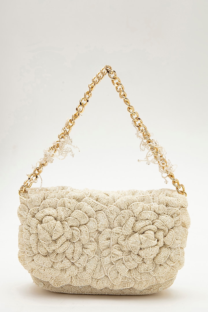 Vintage Gold Suede Hand Embroidered Clutch by Doux Amour at Pernia's Pop Up Shop