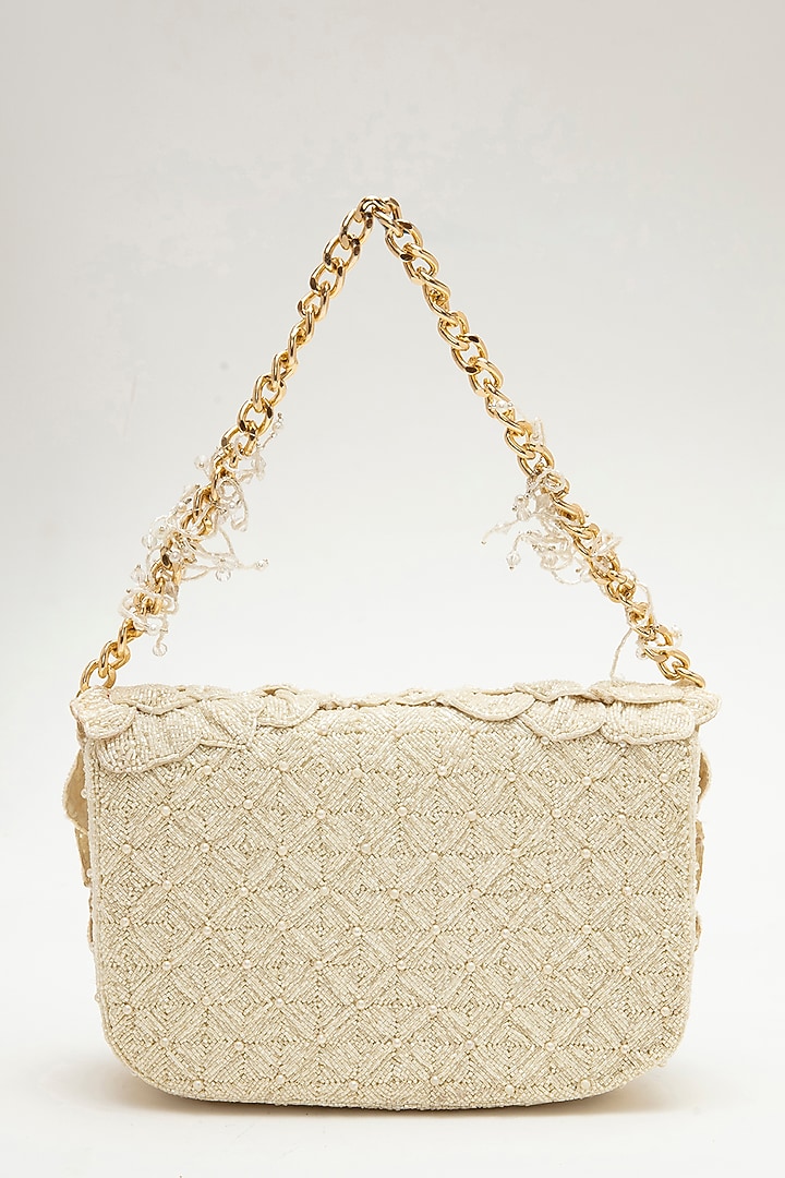 Vintage Gold Suede Hand Embroidered Clutch by Doux Amour at Pernia's Pop Up Shop