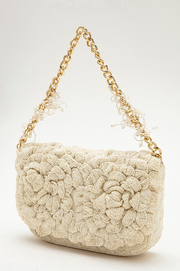 Vintage Gold Suede Hand Embroidered Clutch by Doux Amour at Pernia's Pop Up Shop