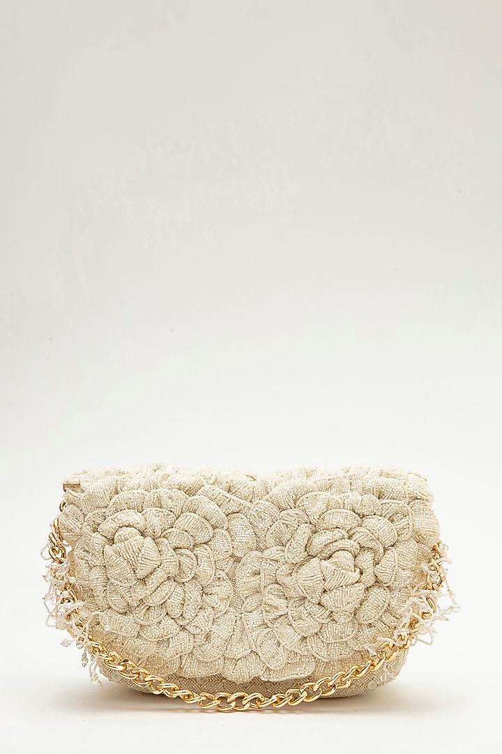 Vintage Gold Suede Hand Embroidered Clutch by Doux Amour at Pernia's Pop Up Shop