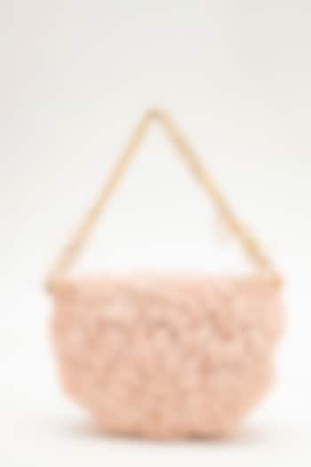 Blush Suede Hand Embroidered Clutch by Doux Amour