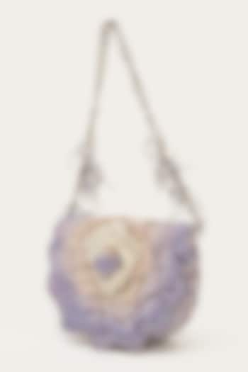 Lavender Suede Hand Embroidered Clutch by Doux Amour at Pernia's Pop Up Shop