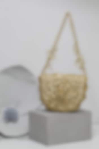 Gold Suede Hand Embroidered Clutch by Doux Amour at Pernia's Pop Up Shop