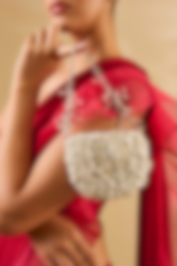 Silver Microfiber Suede Mini Clutch by Doux Amour at Pernia's Pop Up Shop