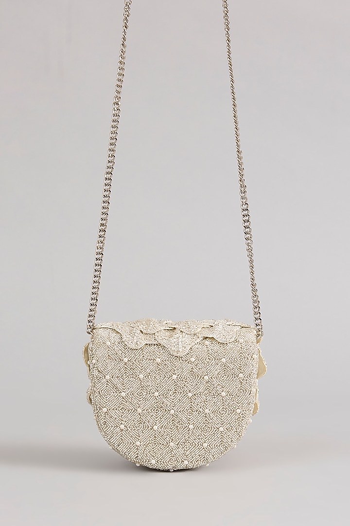 Silver Microfiber Suede Mini Clutch by Doux Amour at Pernia's Pop Up Shop