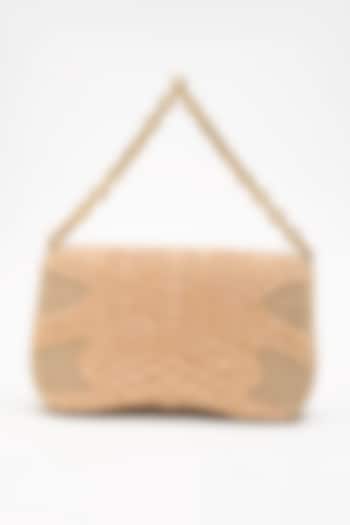 Apricot Microfiber Suede Japanese Bugle Bead Work Clutch by Doux Amour at Pernia's Pop Up Shop