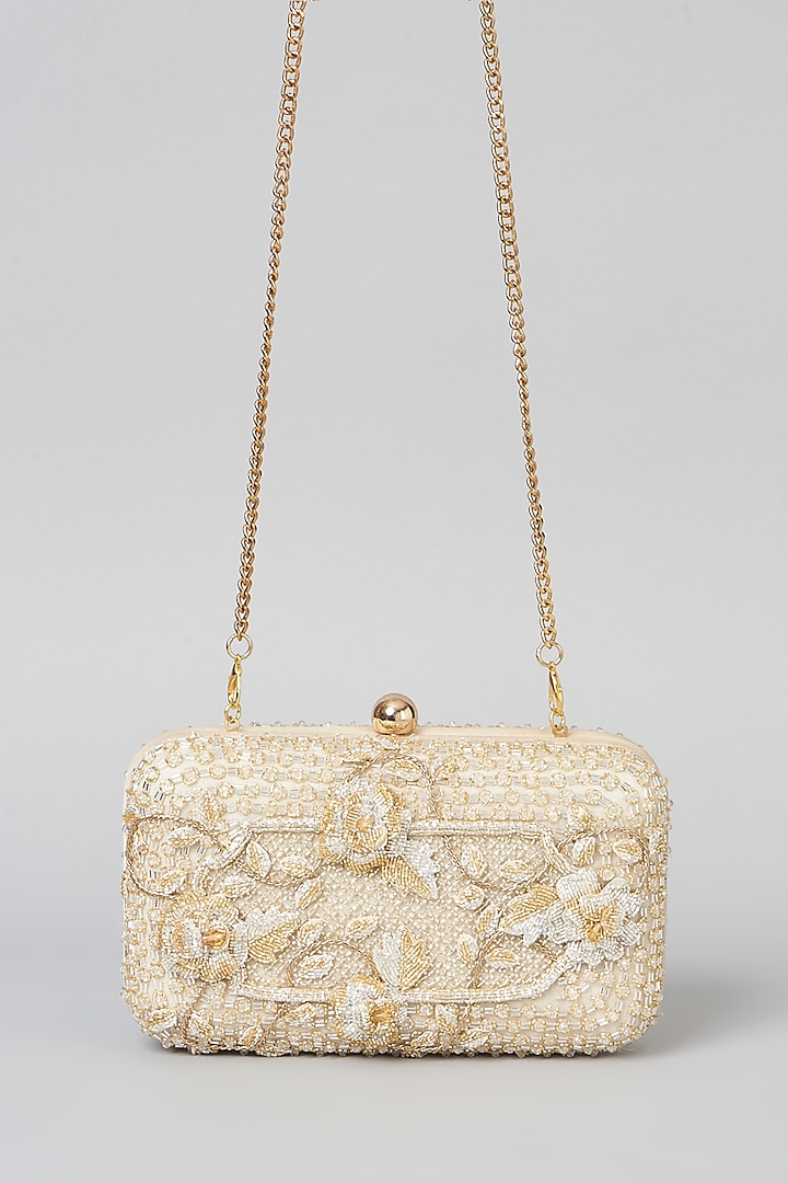Gold-Silver Hand Embroidered Hand-Sewn Clutch by Doux Amour