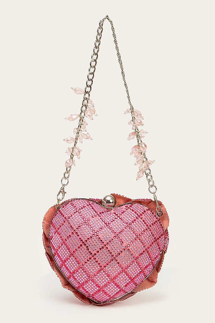 Blush Faux Suede Hand Embroidered Clutch by Doux Amour at Pernia's Pop Up Shop