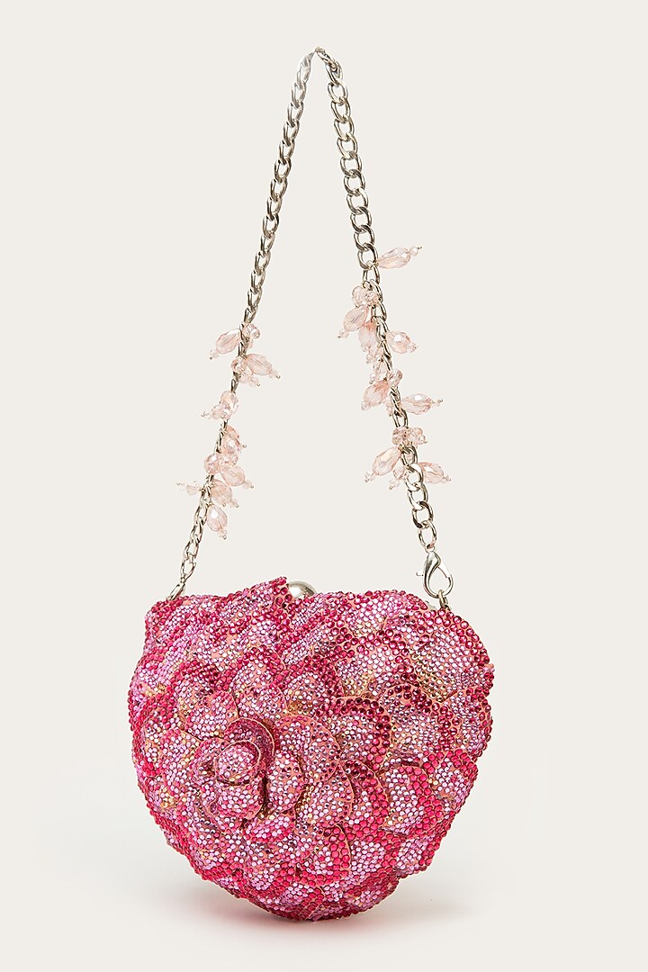 Blush Faux Suede Hand Embroidered Clutch by Doux Amour at Pernia's Pop Up Shop