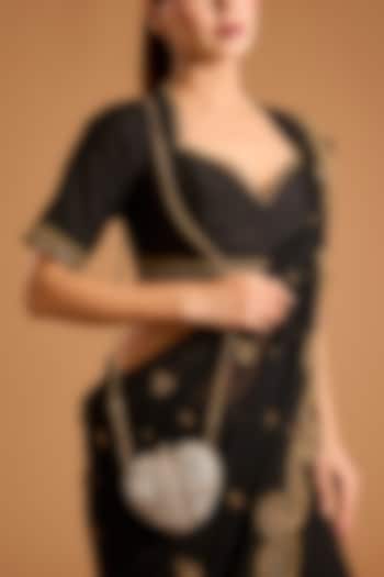 Gold Bugle Bead & Crystal Work Heart Clutch by Doux Amour at Pernia's Pop Up Shop