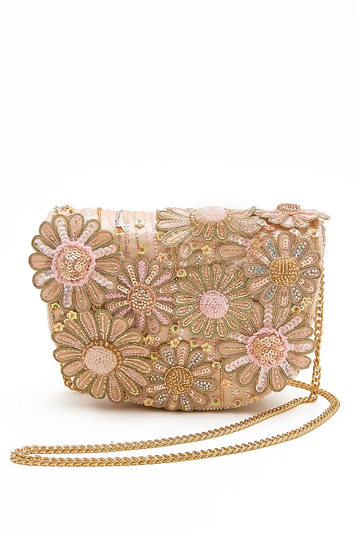 Blush Bugle Beads & Crystal Clutch by Doux Amour at Pernia's Pop Up Shop