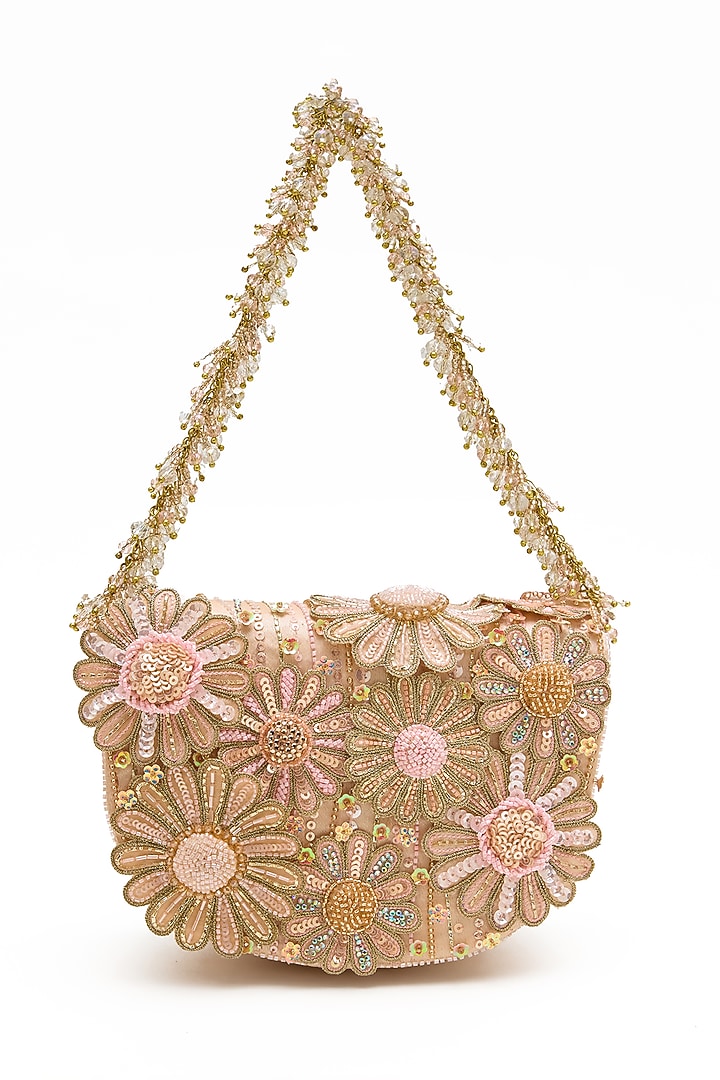 Blush Bugle Beads & Crystal Clutch by Doux Amour at Pernia's Pop Up Shop