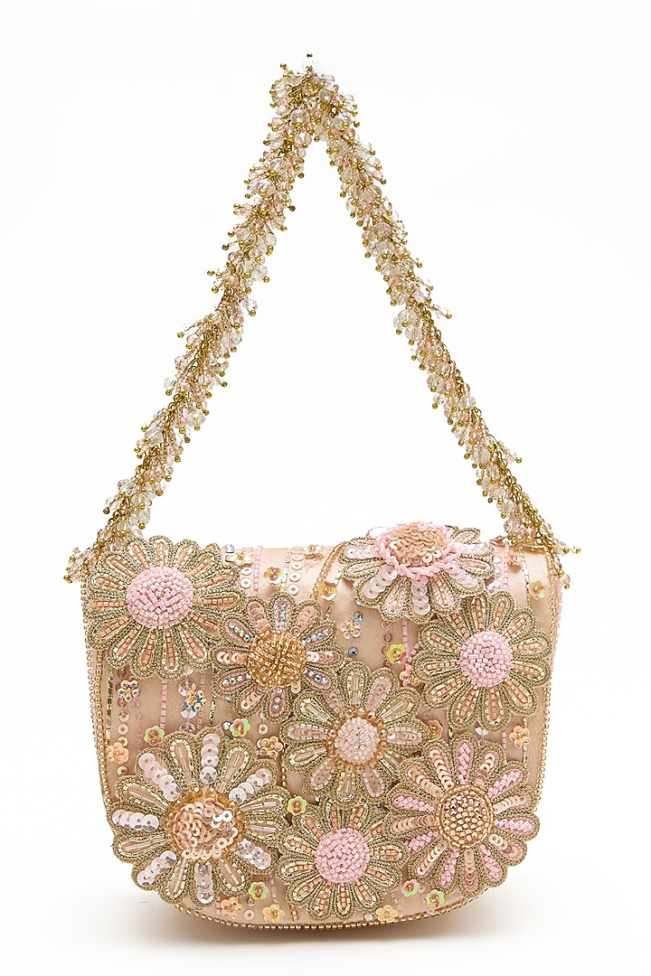 Blush Bugle Beads & Crystal Mini Clutch by Doux Amour at Pernia's Pop Up Shop
