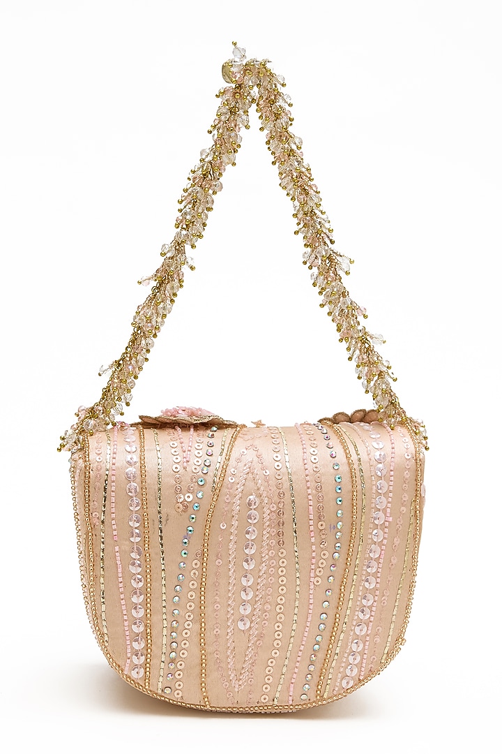 Blush Bugle Beads & Crystal Mini Clutch by Doux Amour at Pernia's Pop Up Shop