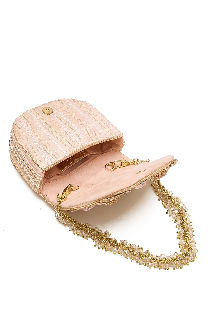 Blush Bugle Beads & Crystal Mini Clutch by Doux Amour at Pernia's Pop Up Shop