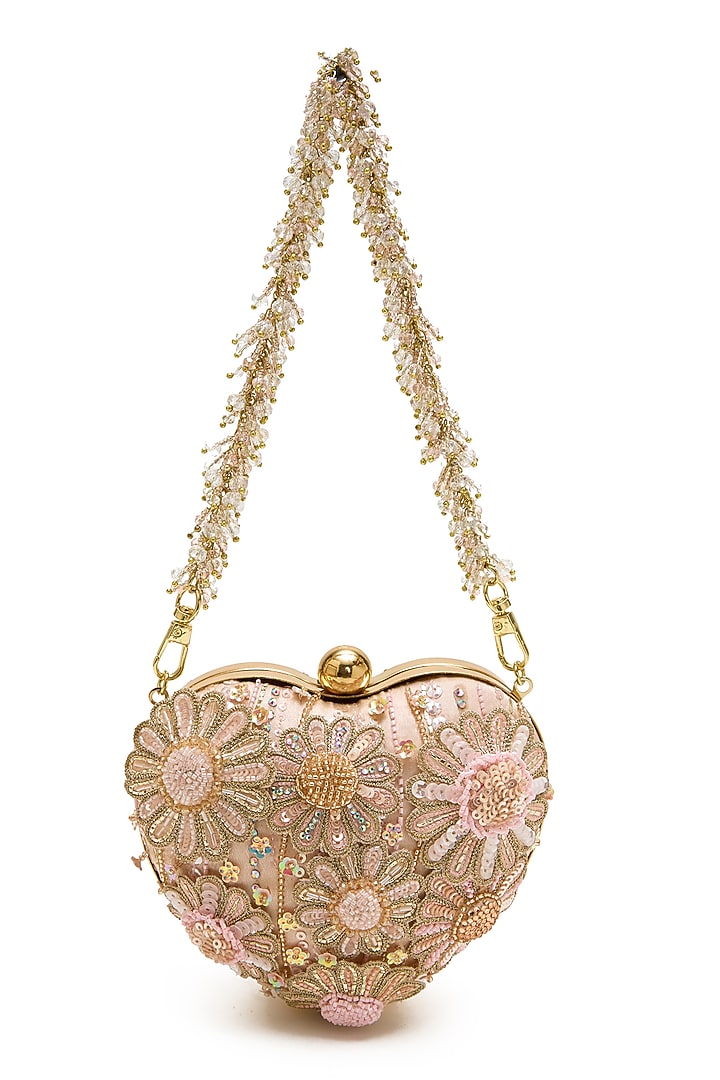 Blush Bugle Beads & Crystal Clutch by Doux Amour at Pernia's Pop Up Shop