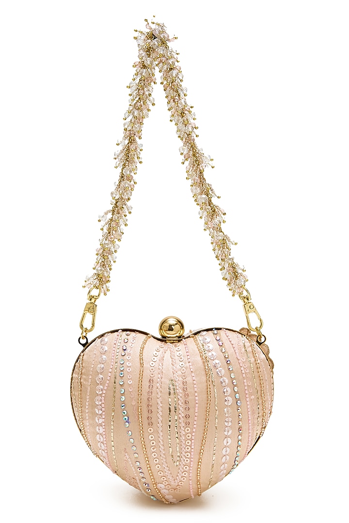 Blush Bugle Beads & Crystal Clutch by Doux Amour at Pernia's Pop Up Shop