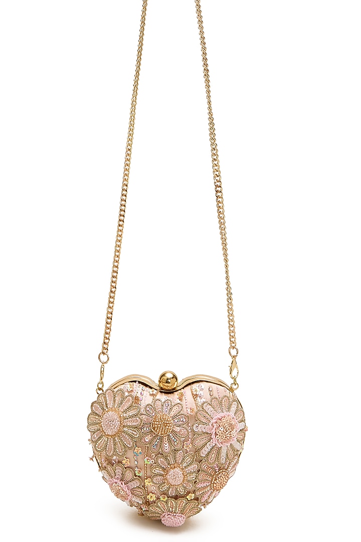 Blush Bugle Beads & Crystal Clutch by Doux Amour at Pernia's Pop Up Shop