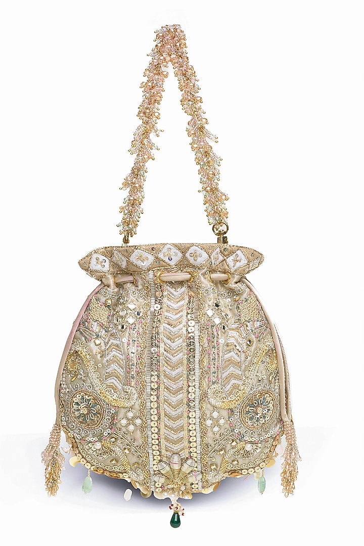 Gold & Silver Crystal Embellished Potli by Doux Amour at Pernia's Pop Up Shop