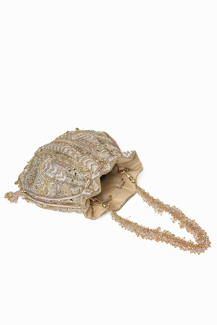 Gold & Silver Crystal Embellished Potli by Doux Amour at Pernia's Pop Up Shop