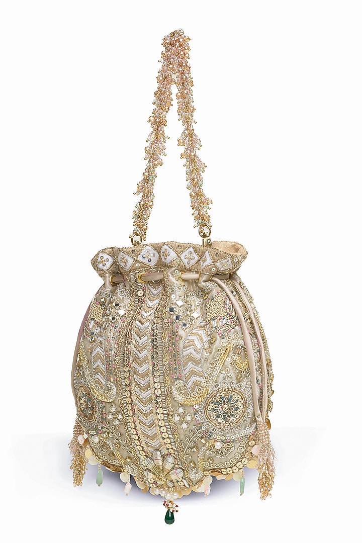 Gold & Silver Crystal Embellished Potli by Doux Amour at Pernia's Pop Up Shop