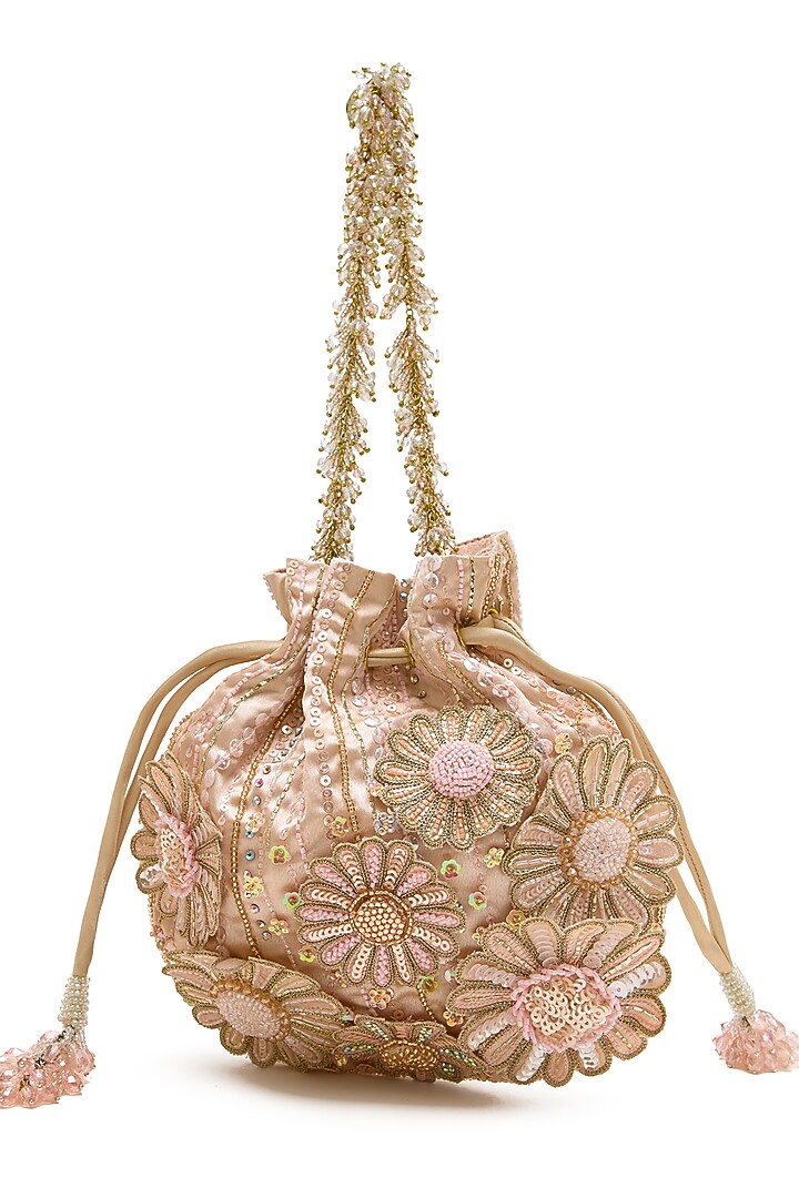 Blush Bugle Beads & Crystal Potli by Doux Amour at Pernia's Pop Up Shop