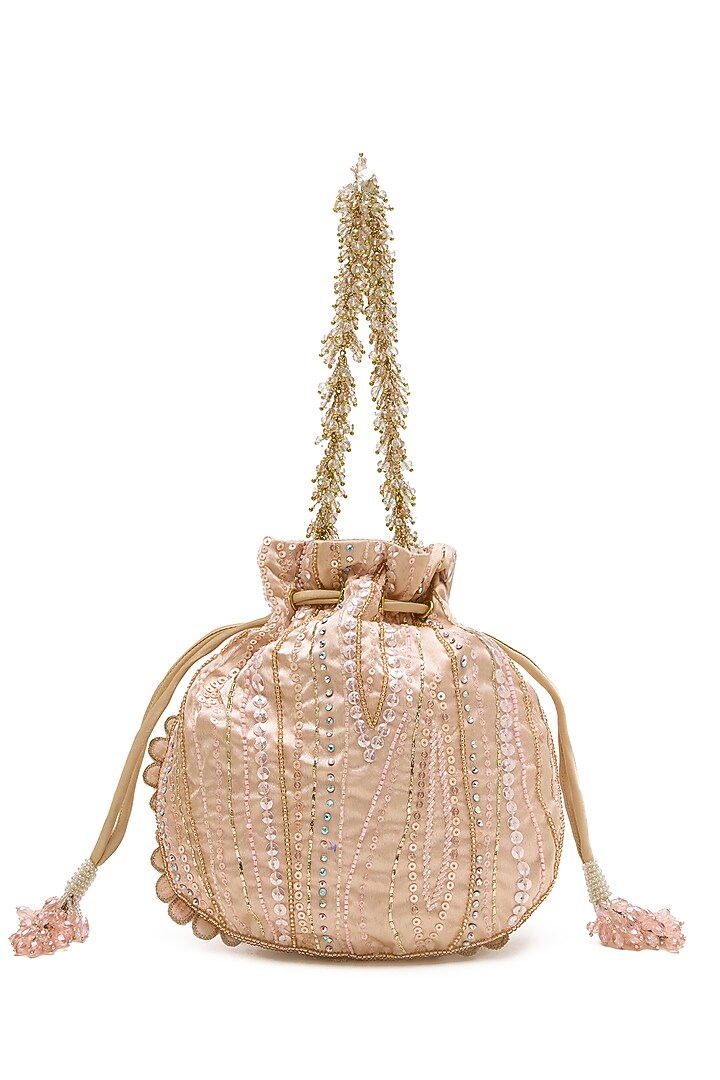 Blush Bugle Beads & Crystal Potli by Doux Amour at Pernia's Pop Up Shop