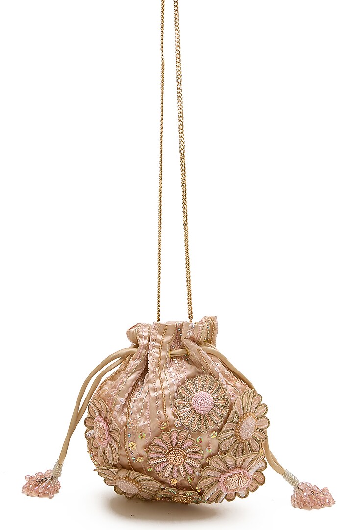 Blush Bugle Beads & Crystal Potli by Doux Amour at Pernia's Pop Up Shop