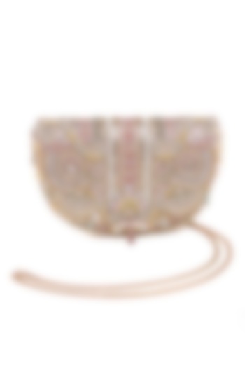 Blush Crystal Hand Embroidered Flapover Clutch by Doux Amour at Pernia's Pop Up Shop