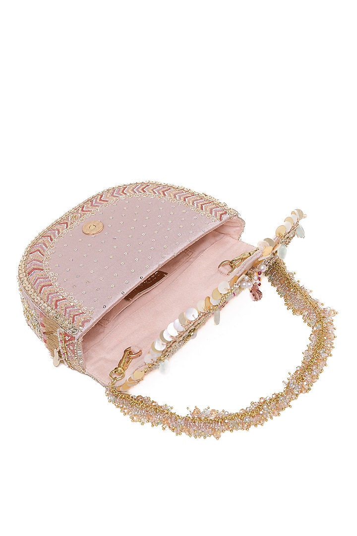 Blush Crystal Hand Embroidered Flapover Clutch by Doux Amour at Pernia's Pop Up Shop