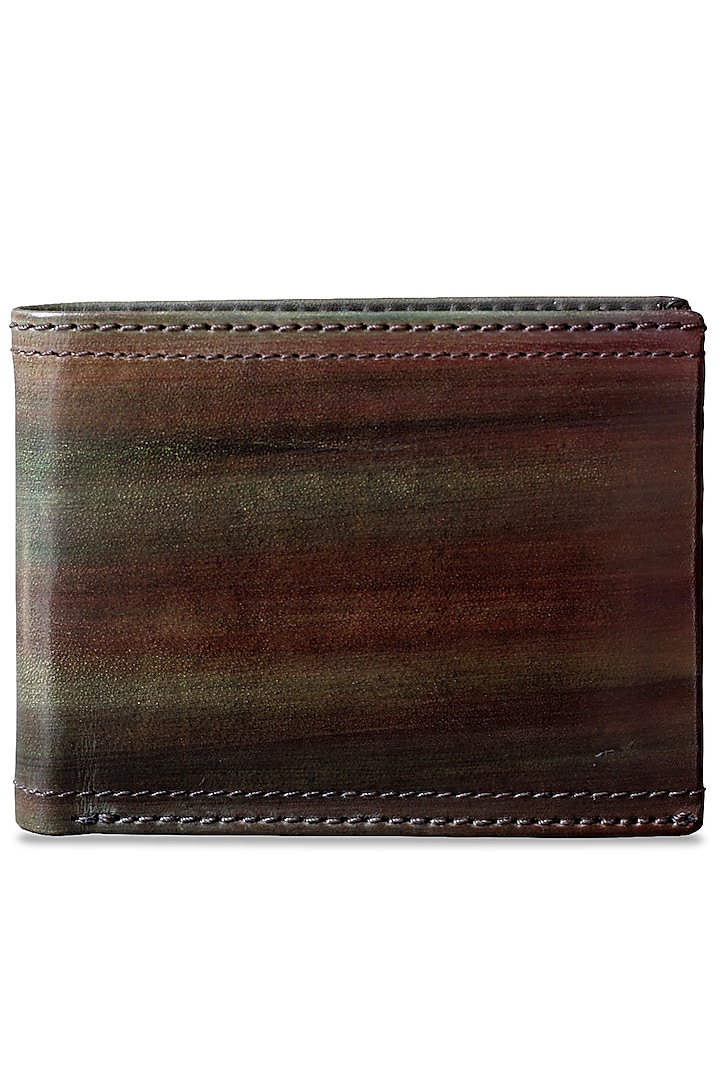 Green & Brown Hand Painted Wallet by Doux Amour