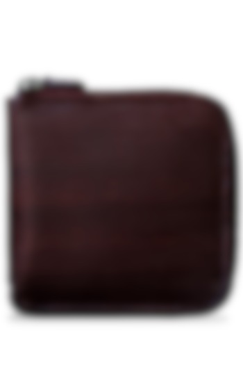 Dark Brown Painted Wallet With Zip by Doux Amour