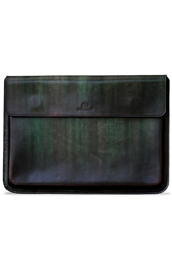 Green & Brown Hand Painted Macbook Sleeve by Doux Amour