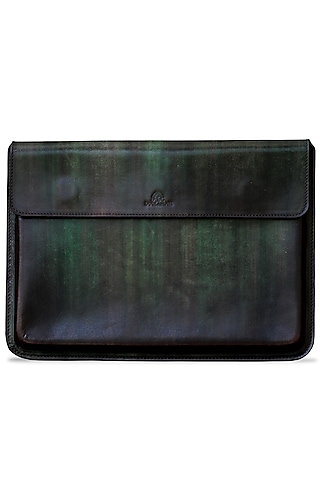 Green & Brown Hand Painted Macbook Sleeve by Doux Amour
