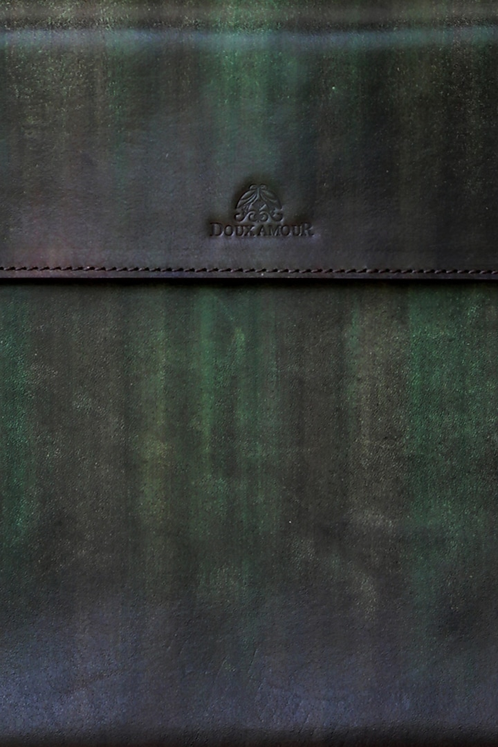 Green & Brown Hand Painted Macbook Sleeve by Doux Amour at Pernia's Pop Up Shop