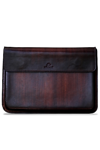 Dark Brown Hand Painted Macbook Sleeve by Doux Amour