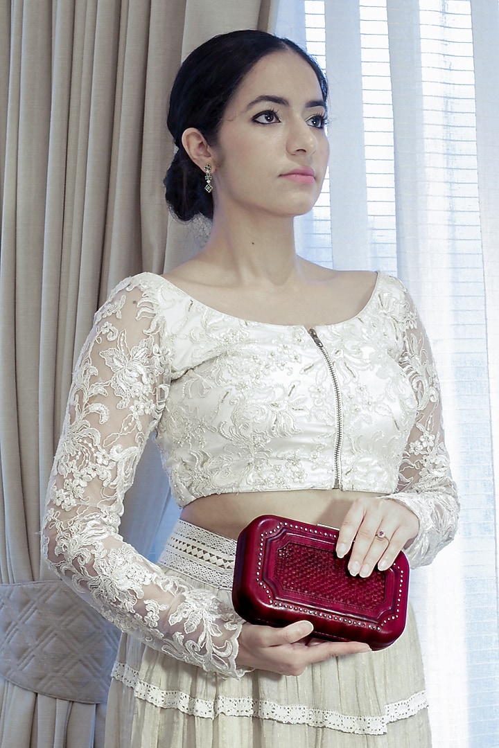 Ruby Red Hand Painted Clutch by Doux Amour at Pernia's Pop Up Shop