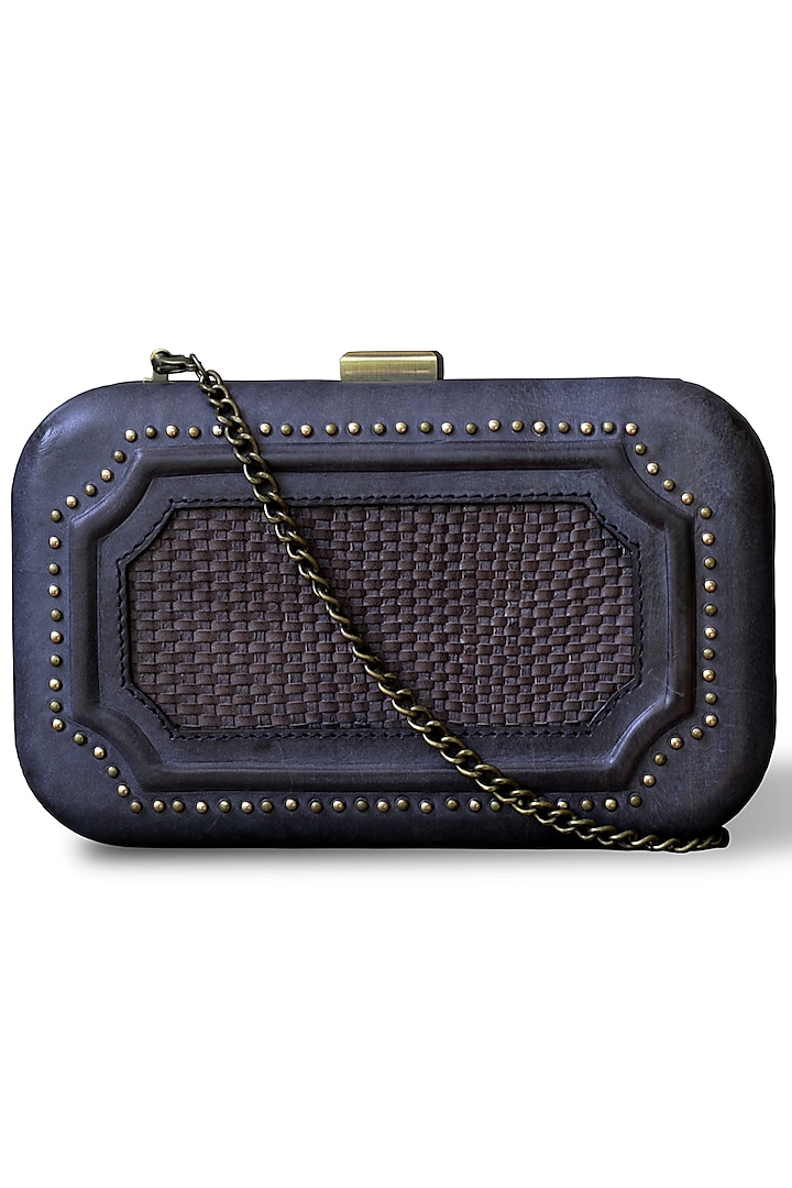 Blue Hand Painted Clutch by Doux Amour
