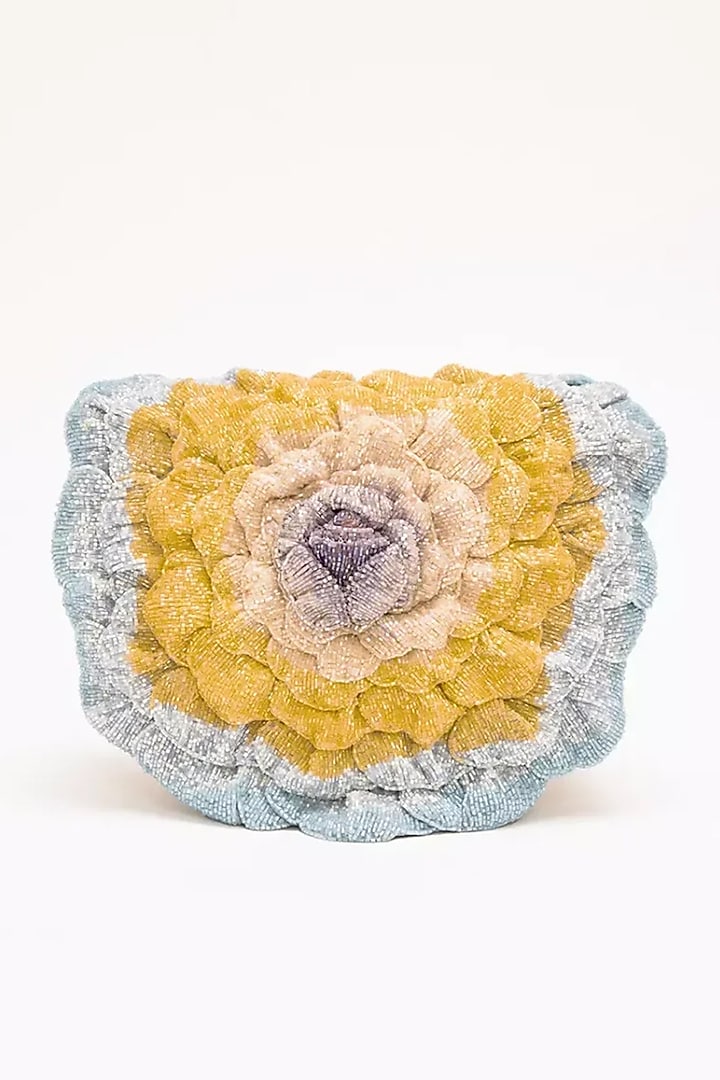 Multi-Colored Luxe Microfiber Hand Embroidered Clutch by Doux Amour at Pernia's Pop Up Shop