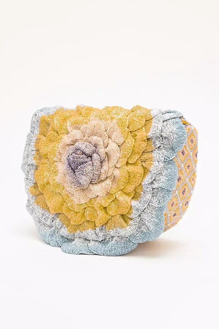 Multi-Colored Luxe Microfiber Hand Embroidered Clutch by Doux Amour at Pernia's Pop Up Shop