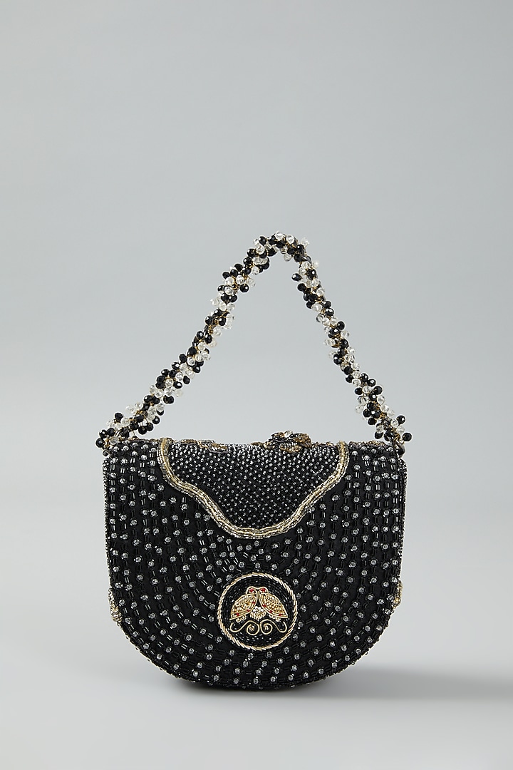 Black Embellished Clutch Bag by Doux Amour at Pernia's Pop Up Shop