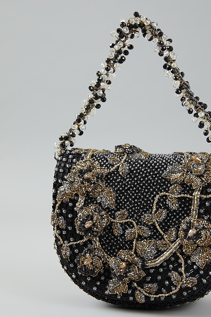 Black Embellished Clutch Bag by Doux Amour at Pernia's Pop Up Shop