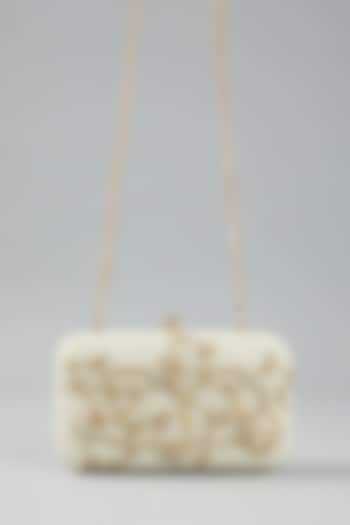 Ivory Embellished Clutch Bag by Doux Amour
