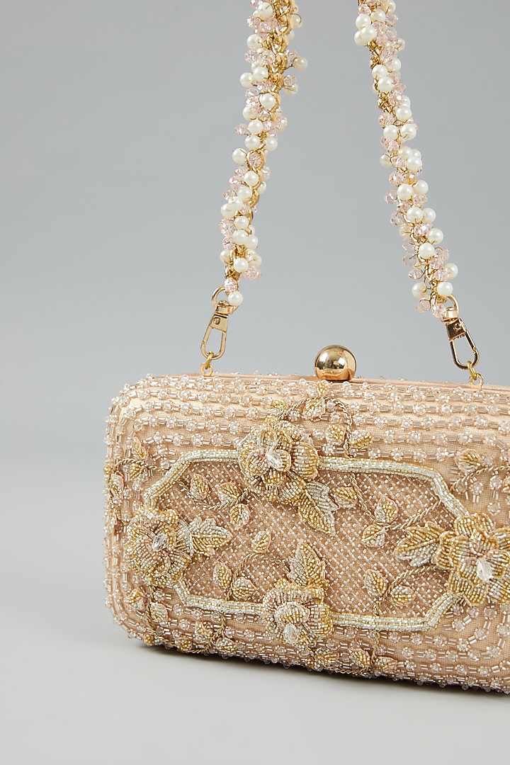 Rose Gold Embellished Clutch Bag by Doux Amour at Pernia's Pop Up Shop