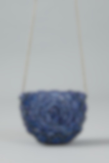 Midnight Blue Embellished Clutch Bag by Doux Amour at Pernia's Pop Up Shop