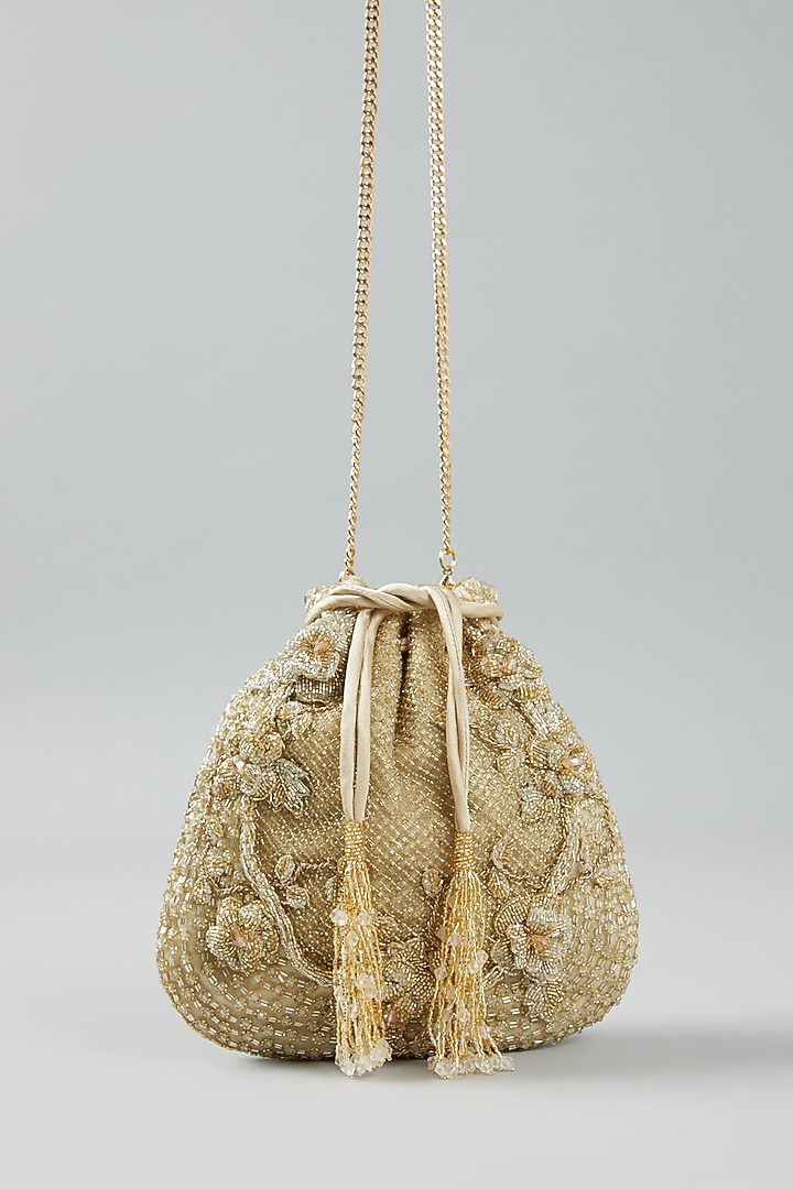 Gold Silver Embellished Potli by Doux Amour at Pernia's Pop Up Shop