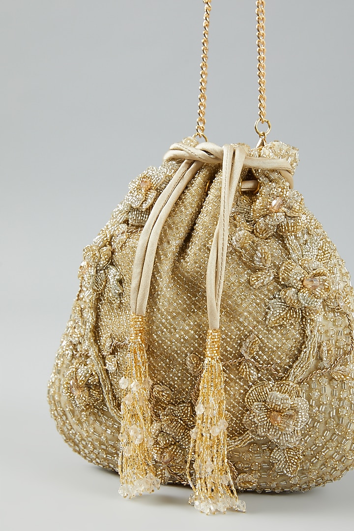Gold Silver Embellished Potli by Doux Amour at Pernia's Pop Up Shop